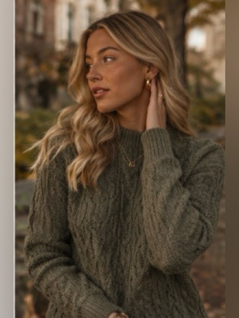 J.Crew Olive Cable Mockneck Sweater quiet luxury heritage old money